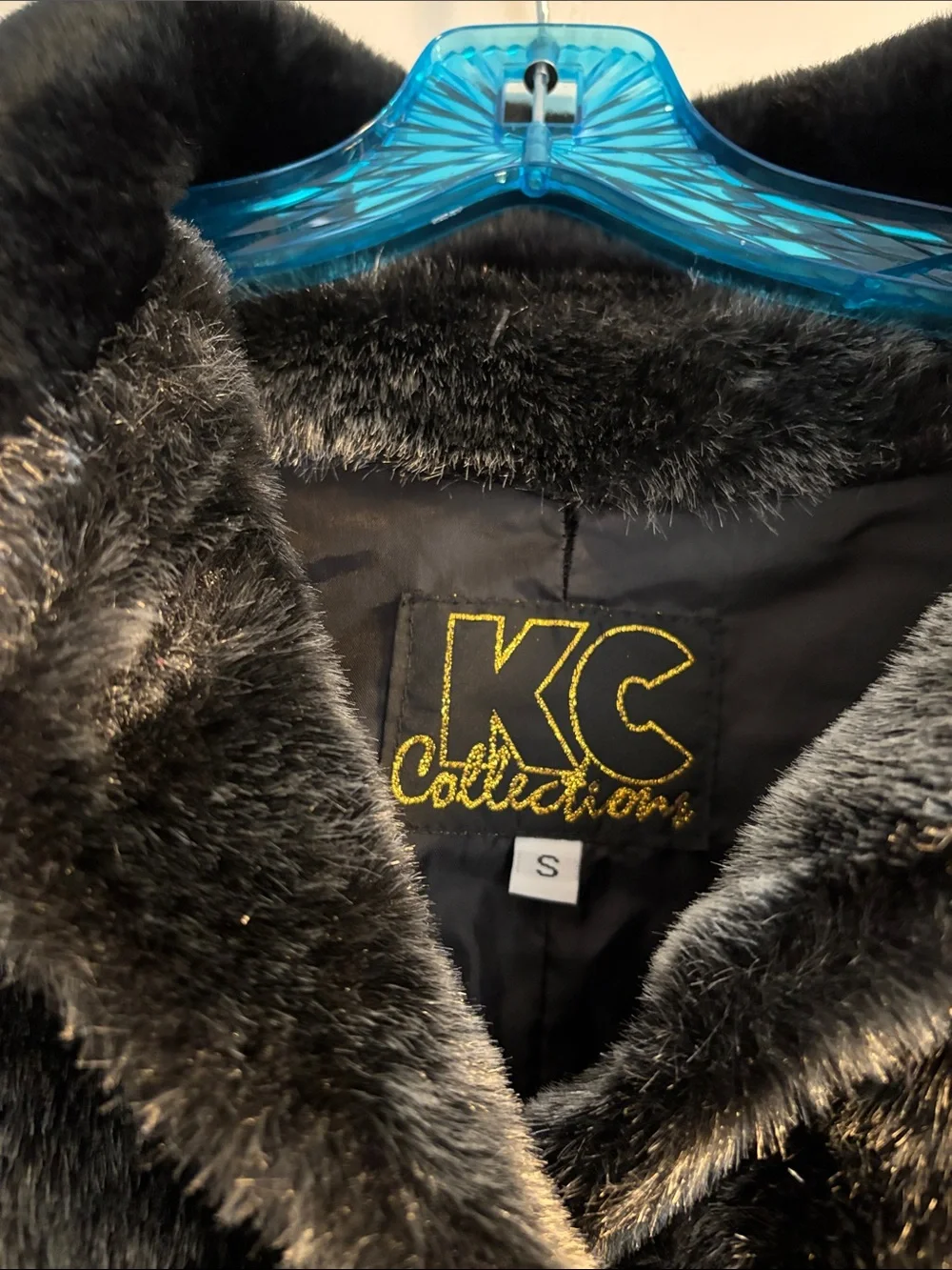 Black Faux Fur KC Collections Plush Button-Front Jacket Small